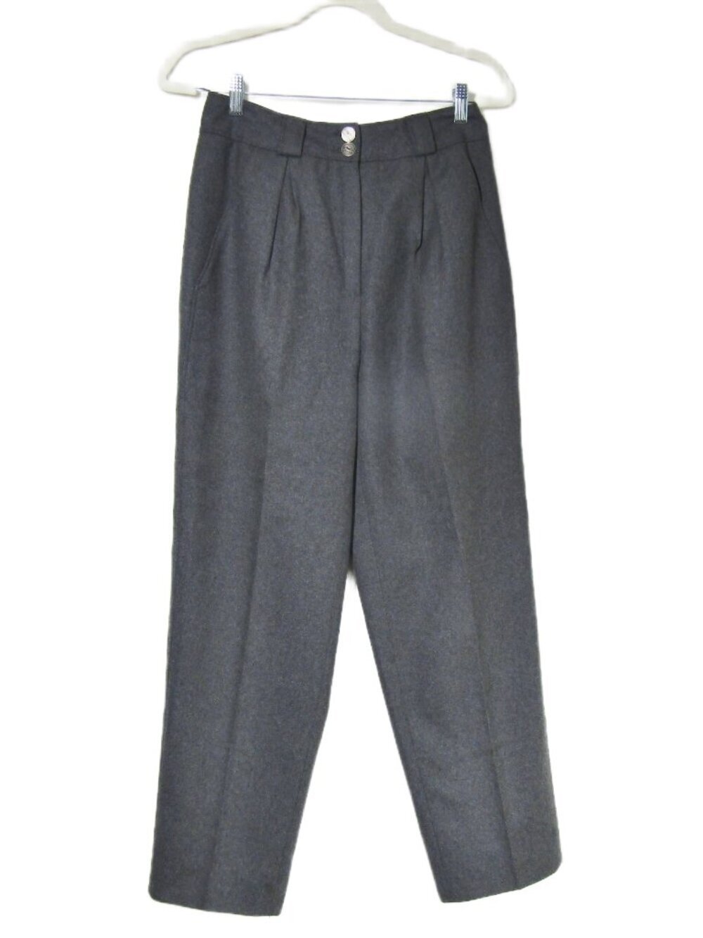 VTG Louis Feraud HIgh Waist Pleated 100% Wool Career Quiet Luxury Pants Gray 10